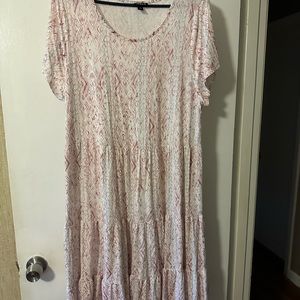 TORRID 2X Red White Ruffle Hem Dress EUC